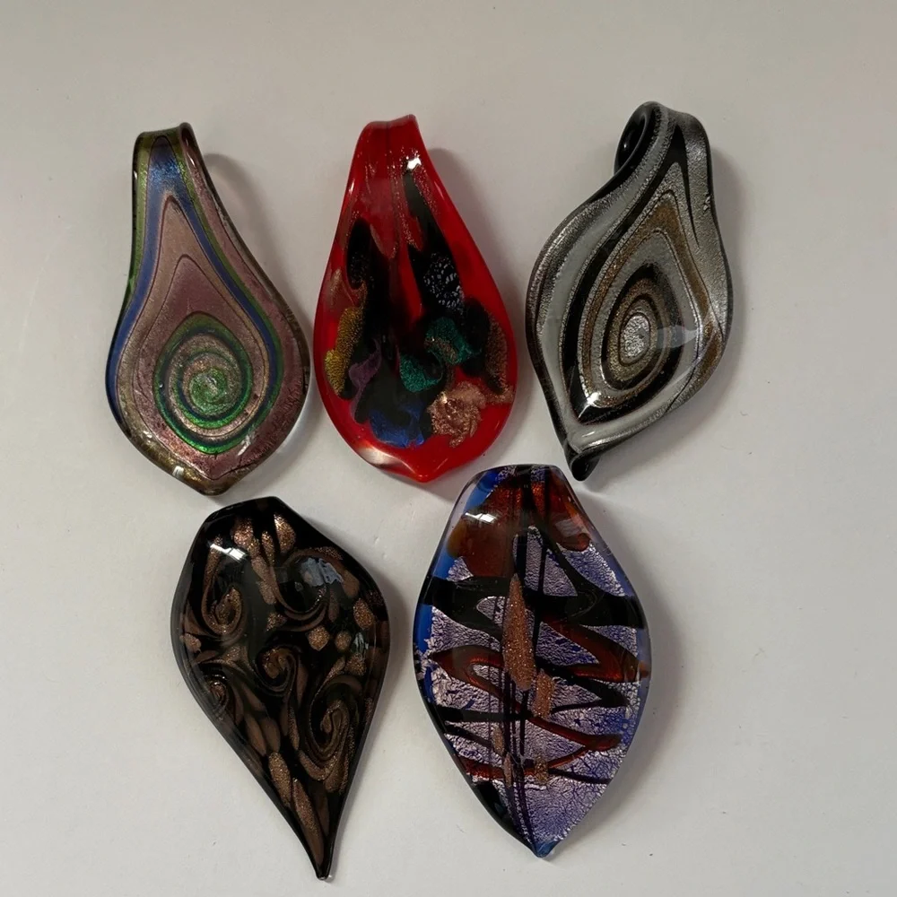 Handmade Glass Pendant Lot - Multicolor Artistic Teardrops & Abstract Shapes - Picture 8 of 9